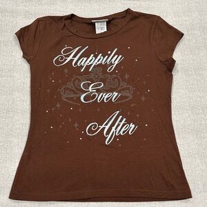 Vintage Disney Brown Tee with Happily Ever After Design